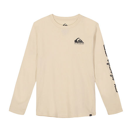 Quiksilver Big Boys Crew Neck Long Sleeve Graphic T-Shirt, Medium (10-12), Beige