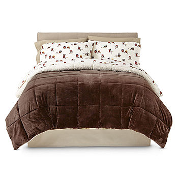 Fancy Linen Twin Full Blanket Bedspread Brown Owl Soft Plush with Sherpa New 