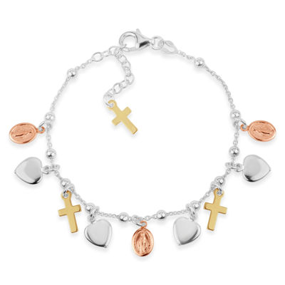 Made in Italy Womens 18K Gold Over Silver Charm Bracelet