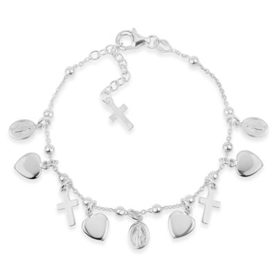 Made in Italy Womens Sterling Silver Charm Bracelet