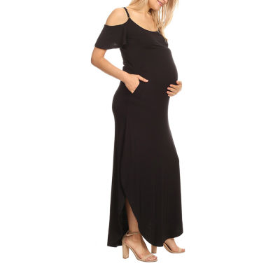 White Mark Womens Maternity Short Sleeve Maxi Dress