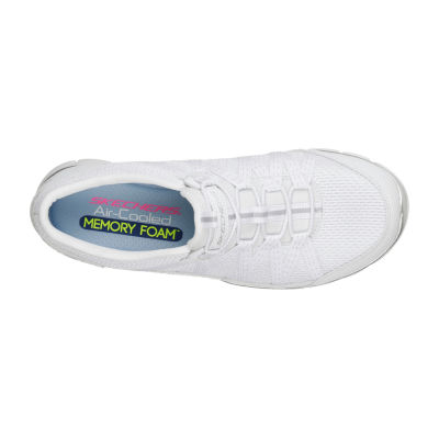 skechers memory foam white sneakers