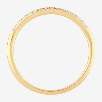 Womens 1/10 CT. T.W. Natural White Diamond 10K Gold Wedding Band