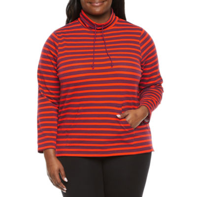 St. John's Bay Plus Womens Funnel Neck Long Sleeve Sweatshirt