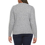 Worthington Plus Womens Crew Neck Long Sleeve Pullover Sweater