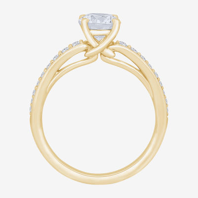 H-I / Si1) Womens 1 / CT. T.W. Lab Grown White Diamond 14K Gold Round Side Stone Engagement Ring