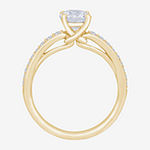 Womens 1 1/4 CT. T.W. Lab Grown White Diamond 14K Gold Round Side Stone Engagement Ring