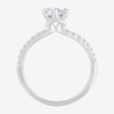 H-I / Si1) Womens 1 1/ CT. T.W. Lab Grown White Diamond 14K Gold Round Side Stone Engagement Ring