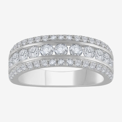 (H-I / Si1) Womens 4MM 1 1/2 CT. T.W. Lab Grown White Diamond 14K White Gold Anniversary Wedding Band