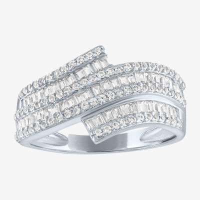 Limited Time Special! Lab Created White Sapphire Sterling Silver Bypass  Band