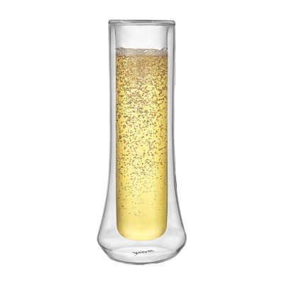 Joyjolt Cosmo Double Wall Stemless Glasses - 5 Oz - Set Of 2 Champagne Flutes