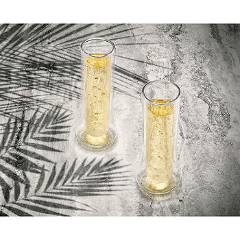 JoyJolt Set of (2) Cosmo Double-Wall Champagne Flute Glasses ,Clear