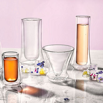 Double Wall Stemless Martini Glasses, Set of 2, Borosilicate Glass 
