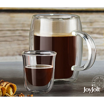 JoyJolt Pila Double Walled Espresso Glass - 3 oz - Set of 4, Clear