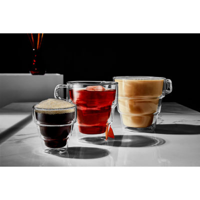 JoyJolt Set of (2) 10-oz Pila Double-Walled Coffee Glass ,Clear