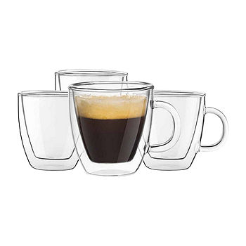 JoyJolt Diner Tea Coffee Mugs Glasses Set - 16 oz - Set of 6 Cafe Style  Clear Coffee Mug