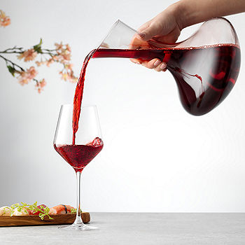 JoyJolt Lancia Wine Decanter Set with 4 Stemless Wine Glasses