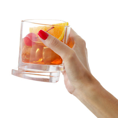 Joyjolt Aqua Vitae Triangle Off Base Whiskey Glasses - 9.9 Oz - Set Of 2 Double Old Fashioned
