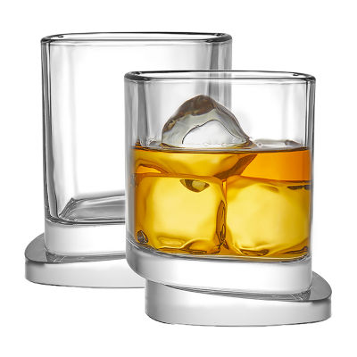 JoyJolt® Carre Square Heavy Base Crystal Whiskey Glasses, 4ct.