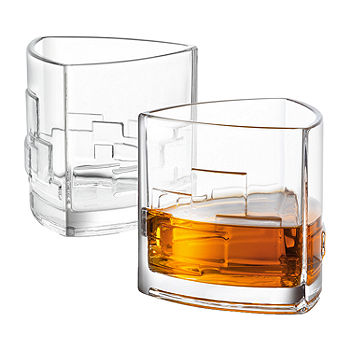 JoyJolt Atlas Crystal Whiskey Glasses - Set of 2 Old Fashioned Whiskey  Glass Crystal Glass - 10.8 oz