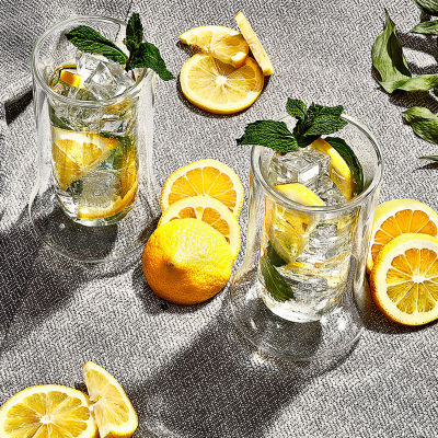 Joyjolt Cosmo Insulated Double Wall - 10 Oz - Set Of 2 Highball Glasses