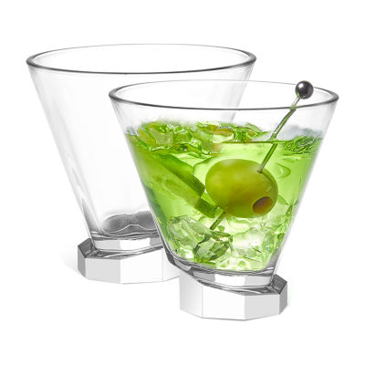 Joyjolt Aqua Vitae Octagon Off Base - 8.1 Oz - Set Of 2 Martini Glass
