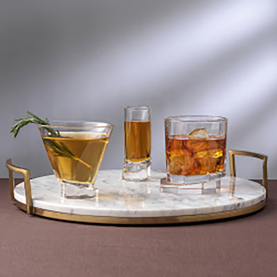 Joyjolt Aqua Vitae Octagon Off Base - 8.1 Oz - Set Of 2 Martini Glass