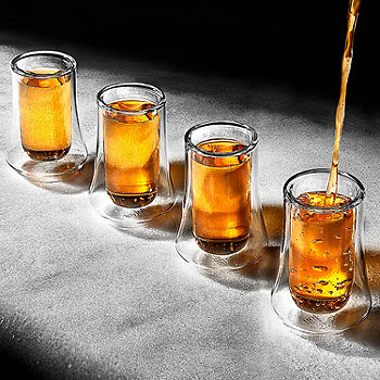 JoyJolt Set of (4) 2-oz Cosmo Double-Wall Shot Glasses ,Clear