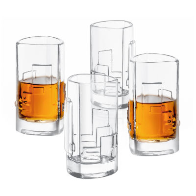 Joyjolt Revere Triangle Crystal - 2 Oz - Set Of 4 Shot Glass Dishwasher Safe Lead Free