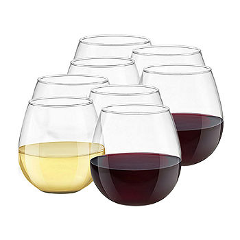 JoyJolt Geo Crystal White Wine Glasses - 14 oz - Set of 4