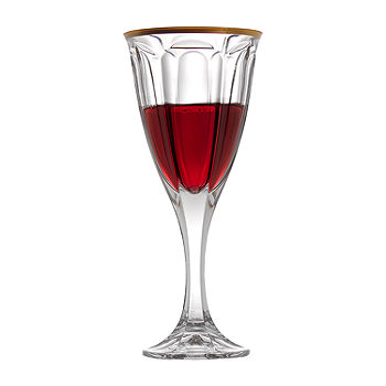 JoyJolt Windsor Collection European Crystal Red Wine Glasses with Gold Rim,  Set of 2 