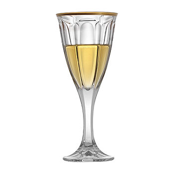 JoyJolt Windsor Crystal White Wine Glasses - 6 oz- Set of 2 - Clear/Gold