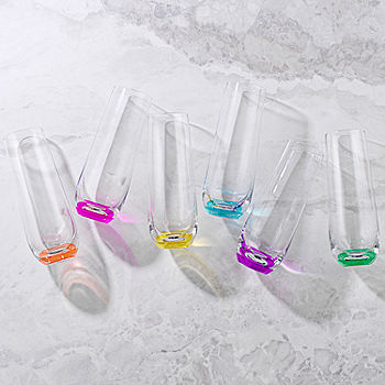 Hue Colored Stemless Champagne Flute Glass - 9.4 oz - Set of 6 | JoyJolt