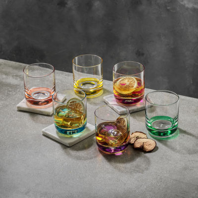 Joyjolt Hue Colored 6-pc. Whiskey Glass Double Old Fashioned