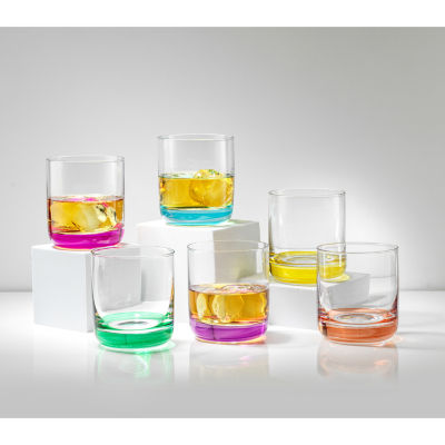 Joyjolt Hue Colored 6-pc. Whiskey Glass Double Old Fashioned