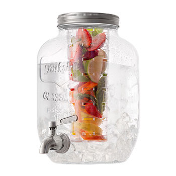 Cold Water Bottle with Faucet Fruit Juice Beverage Barrel Glass