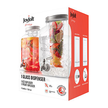 Glass Drink Dispenser with Spigot, Ice Infuser, & Fruit Infuser - 1 Gallon,  128 oz - Fry's Food Stores