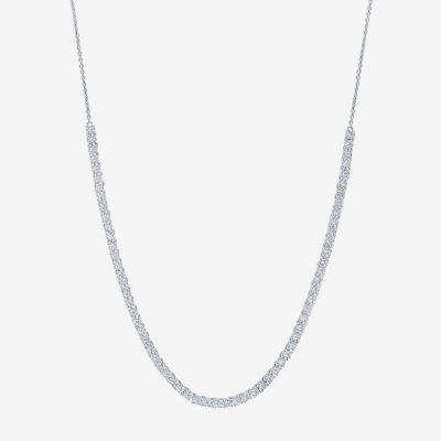(G-H / Si2-I1) Womens 1 CT. T.W. Lab Grown Diamond Sterling Silver Tennis Necklaces