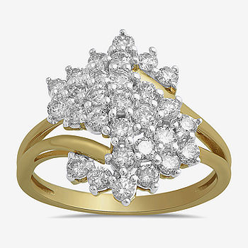 Diamond Blossom Womens 4 CT. T.W. Mined White Diamond 14K Gold Cluster  Cocktail Ring - JCPenney