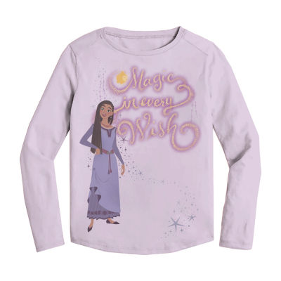 Disney Toddler Girls Crew Neck Long Sleeve Wish Graphic T-Shirt