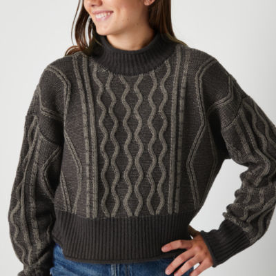 Arizona Juniors Womens Mock Neck Long Sleeve Pullover Sweater