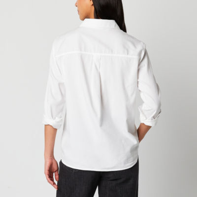 a.n.a Womens Long Sleeve Regular Fit Button-Down Shirt