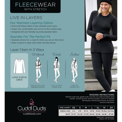 Cuddl Duds Women's Stretch Thermal Long Sleeve Crew Neck Shirt at   Women's Clothing store