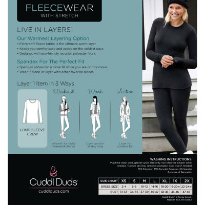 Cuddl Duds Womens Tall Fleecewear Long Sleeve Crew Neck Top