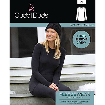 Cuddl Duds Women's Fleecewear with Stretch Crew Neck, Black, X