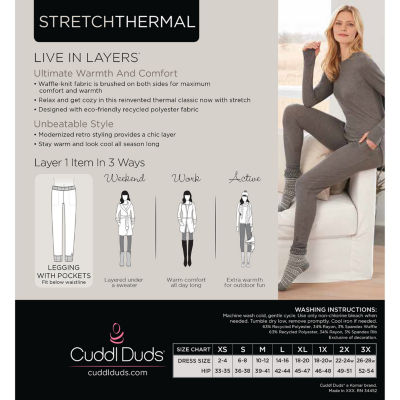 Cuddl Duds Women's Fleecewear Stretch Thermal Leggings