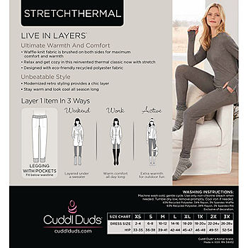 Cuddl Duds Womens Stretch Thermal Leggings, Color: Grey Buffalo