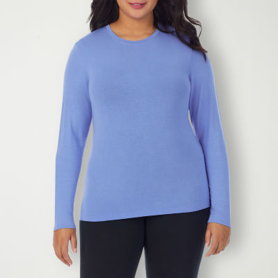 Cuddl Duds Fleecewear with Stretch Long SleeveCrew Neck Top 