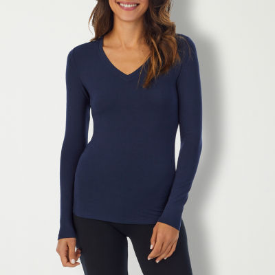 Cuddl Duds Womens Sofwear Long Sleeve V Neck Top JCPenney