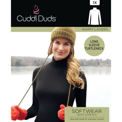 Cuddl Duds Womens Sofwear Long Sleeve V Neck Top, Color: Black